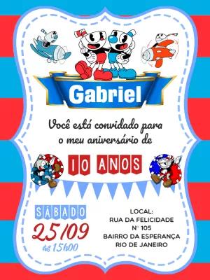 Convite de Aniversário Cuphead e Mugman para Editar Online