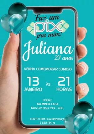 Convite Aniversário Faz um Pix pra Mim para Editar Online