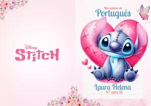 Capa de Caderno Stitch Editável Online para Volta às Aulas