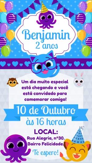 Convite Aniversário Bolofofos com Personagens para Editar