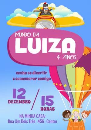 Convite Aniversário Mundo Bita Menina para Editar Online