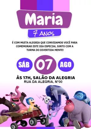 Convite Aniversário Divertida Mente para Editar Online