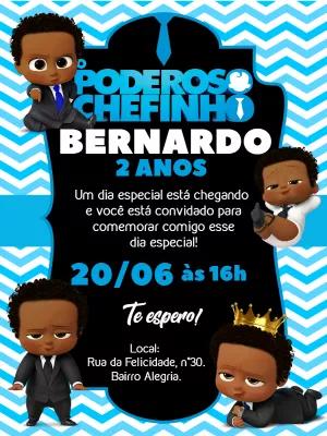 Convite Aniversário Poderoso Chefinho Negro para Editar Online
