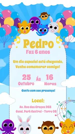 Convite de Aniversário Bolofofos com Personagens para Editar