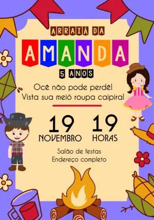 Convite Arraiá de Aniversário Festa Junina Editável Online
