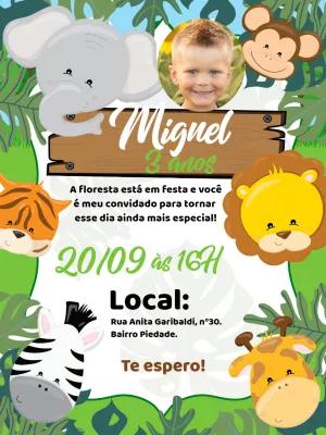 Convite de Aniversário Safari com Foto para Editar Online