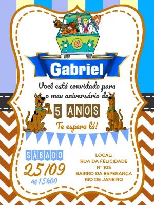 Convite de Aniversário Scooby-Doo para Editar Online