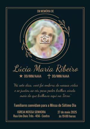 Convite Missa de Sétimo Dia com Foto para Editar Online