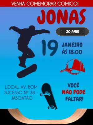 Convite de Aniversário Skate Radical para Editar Online