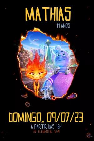 Convite de Aniversário Elementos Pixar para Editar Online