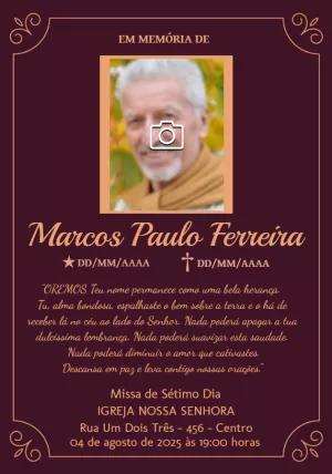 Convite Missa de Sétimo Dia com Foto para Editar Online