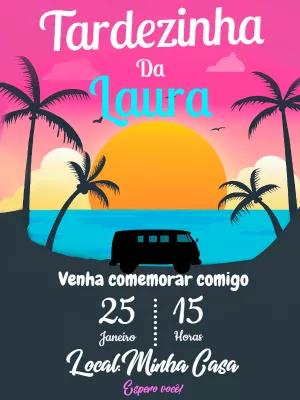 Convite Aniversário Tardezinha Pôr do Sol para Editar Online