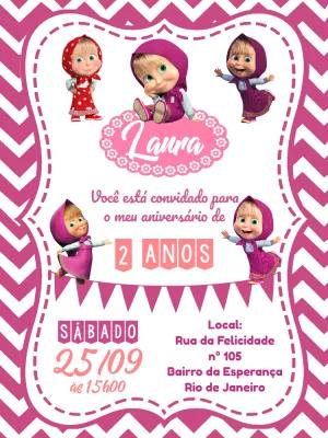 Convite de Aniversário Masha e o Urso para Editar Online