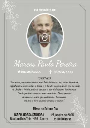 Convite Missa de Sétimo Dia com Foto para Editar Online