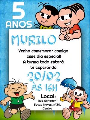 Convite de Aniversário Turma da Mônica para Editar Online