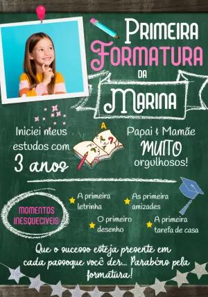 Convite de Formatura Infantil com Foto para Editar Online