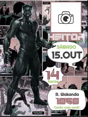 Convite Aniversário Pantera Negra Quadrinhos com Foto para Editar