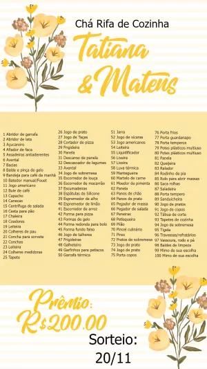 Convite Chá Rifa de Cozinha Floral Amarelo para Editar Online