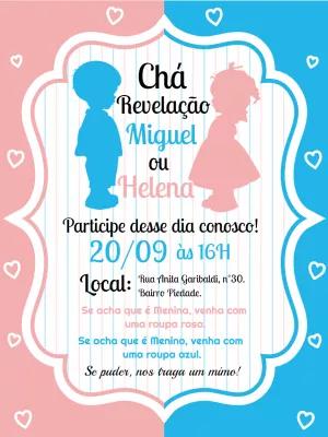 Convite Chá Revelação Menino ou Menina para Editar Online