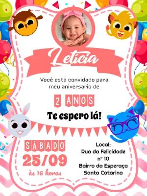 Convite Aniversário Bolofofos com Foto para Editar Online