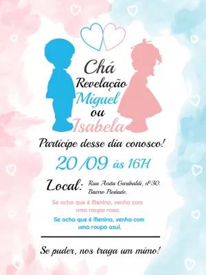 Convite Chá Revelação Menino ou Menina para Editar Online