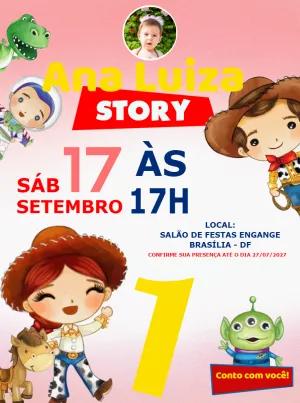 Convite Aniversário Toy Story com Foto para Editar Online