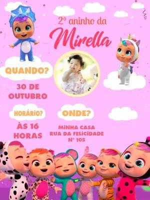 Convite de Aniversário Cry Babies com Foto para Editar Online