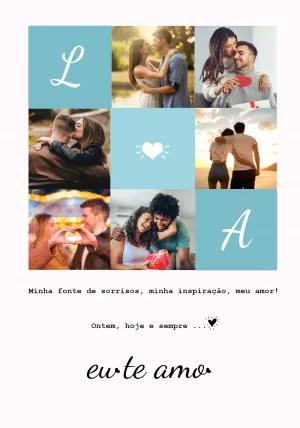Quadro de Amor com Mosaico de Fotos para Editar Online