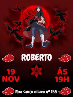 Convite de Aniversário Itachi Akatsuki para Editar Online