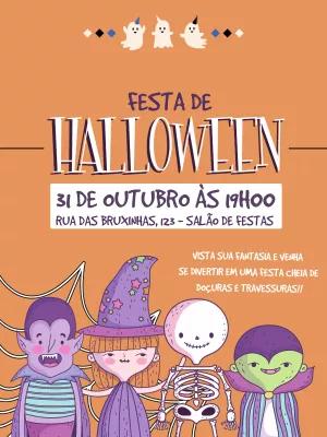 Convite de Halloween com Monstros Fofos para Editar Online