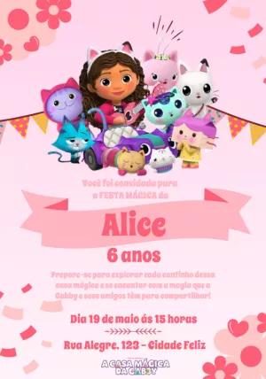 Convite de Aniversário A Casa Mágica da Gabby para Editar