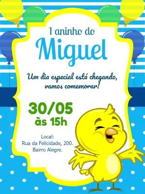 Convite Aniversário Pintinho Amarelinho para Editar Online