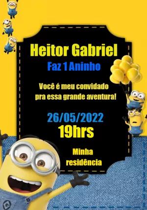 Convite de Aniversário Minions para Editar Online e Imprimir