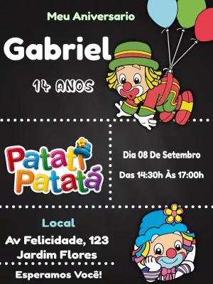 Convite de Aniversário Patati Patatá para Editar Online
