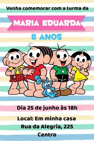 Convite de Aniversário Turma da Mônica Editável Online