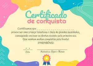 Certificado de Conquista Infantil Colorido para Editar Online