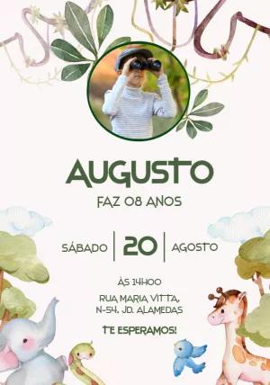 Convite de Aniversário Safari com Foto para Editar Online