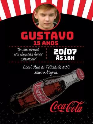 Convite de Aniversário Coca-Cola com Foto para Editar Online