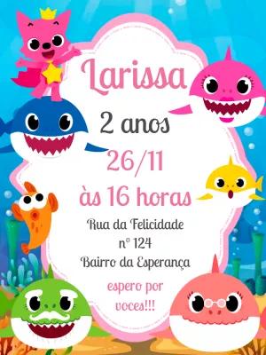 Convite de Aniversário Baby Shark para Editar Online