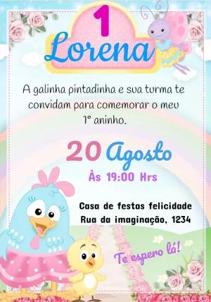 Convite Aniversário Galinha Pintadinha Candy para Editar Online