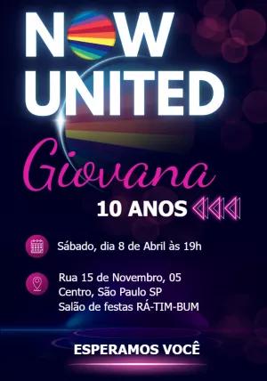 Convite Aniversário Now United Colorido para Editar Online