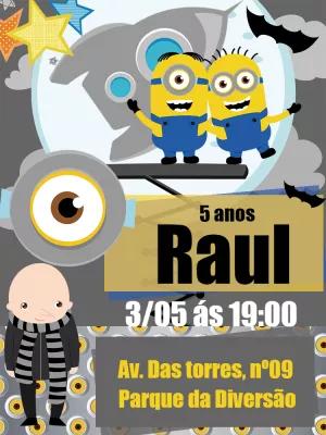 Convite de Aniversário Minions Editável Online para Imprimir