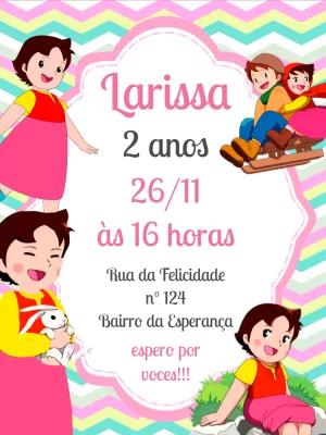 Convite de Aniversário Heidi com Personagens para Editar Online