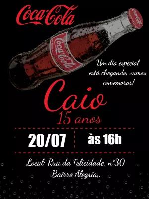 Convite Aniversário Coca-Cola para Editar Online