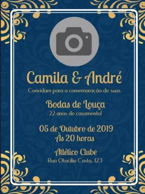 Convite de Bodas de Louça com foto para Editar Online