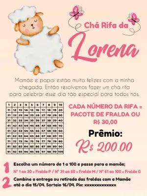 Chá Rifa Ovelhinha Fofa: Convite para Editar Online