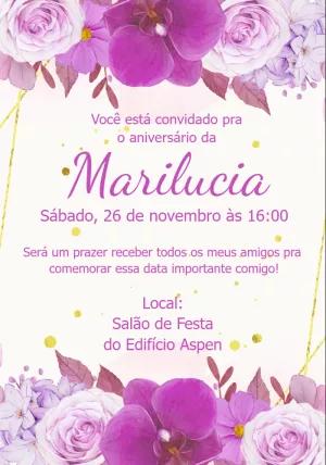 Convite de Aniversário Floral com Orquídeas para Editar Online