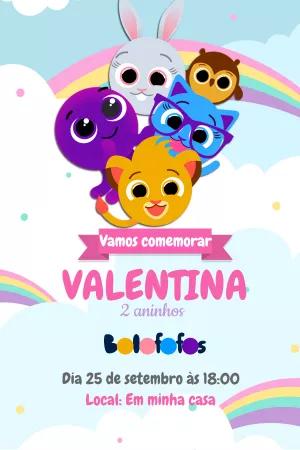 Convite de Aniversário Bolofofos com Personagens para Editar