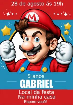 Convite de Aniversário Super Mario para Editar Online