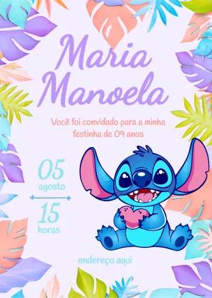 Convite de Aniversário Stitch Tropical para Editar Online